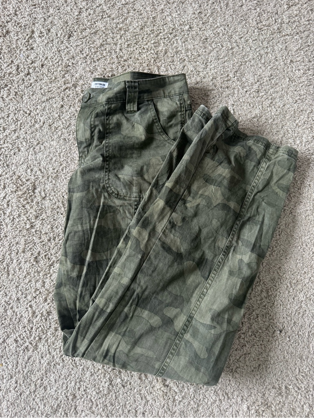 Cotton On Low Rise Camo Utility Pants - Olive Green